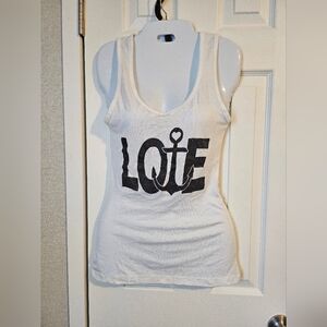 White Anchor Graphic Tank Top